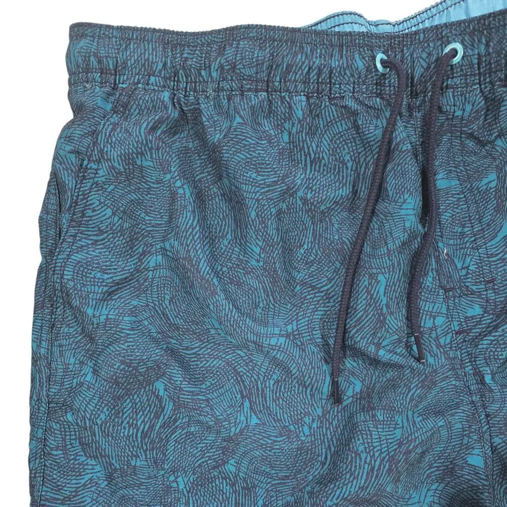 Speedo Men’s XXL Blue Patterned Swim Trunks Lined Drawstring Shorts